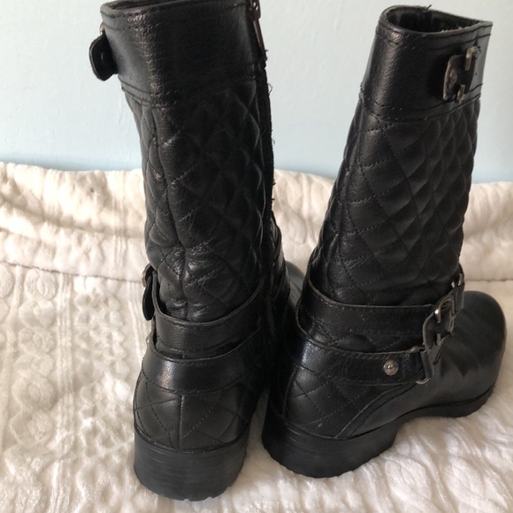 Anne Klein Flex Leather Quilted w buckles size 10m Black Leather - Picture 4 of 5